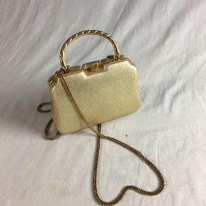 RETRO GOLD CLUTCH SHOULDER OR HANDBAG SM-GOLD CASE
